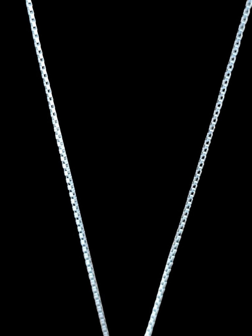 Sterling Silver Necklace Box Chain with CZs SAI 26" - Picture 9 of 12